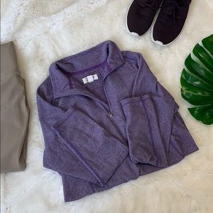 Alpine design purple striped zipper pullover L